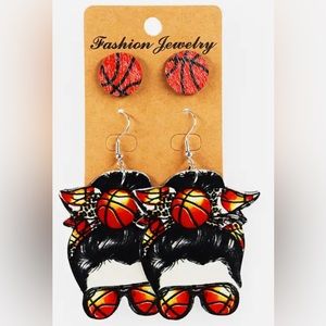 Messy Bun Basketball Earrings